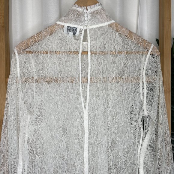 SOLD Witchery Cream Lace Blouse Top 12 - Picture 8 of 10